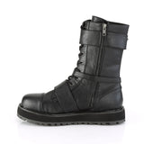 1 1/2" Platform Lace-Up Mid-Calf Boot, Side Zip Pleaser Demonia VALOR/220