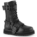 1 1/2" Platform Lace-Up Mid-Calf Boot, Side Zip Pleaser Demonia VALOR/220