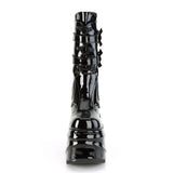 6" Wedge PF Lace-Up Mid-Calf Boot, Back Metal Zip Pleaser Demonia WAVE/150