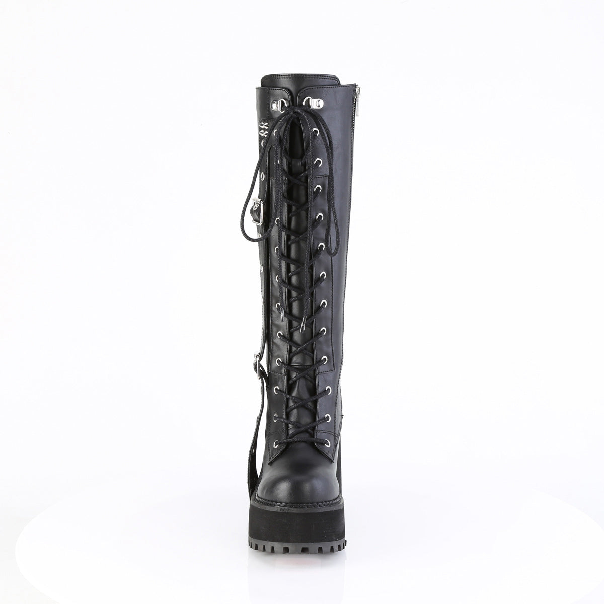 4 3/4" Heel, 2 1/4" Pf Lace-Up Knee High Boot, Inside Zip Pleaser Demonia ASSAULT/218