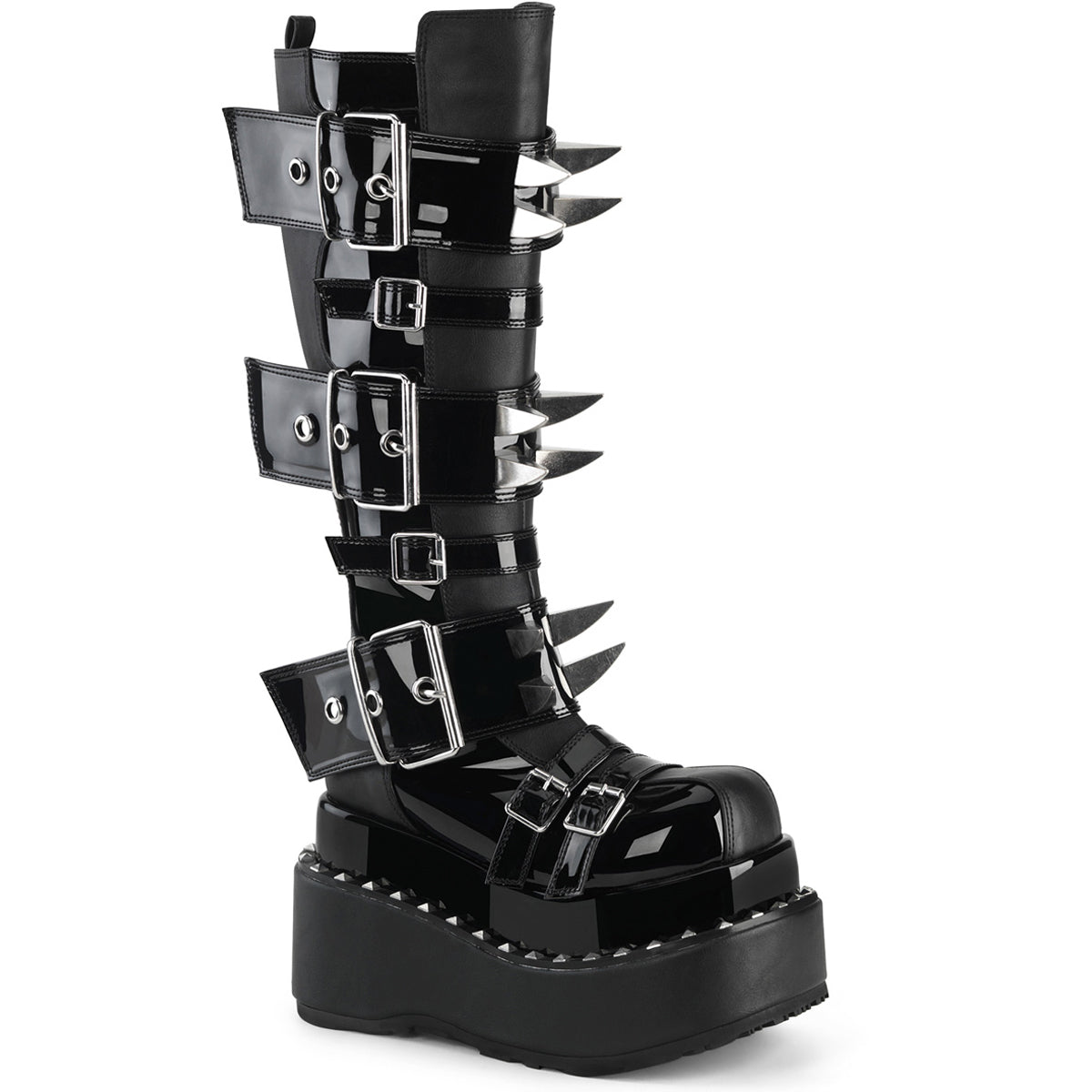 4 1/2" Tiered Pf Buckle Knee High, Inside Zip Pleaser Demonia BEAR/215