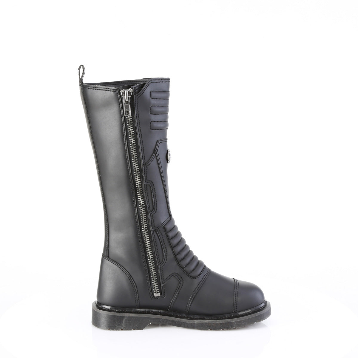1 1/4" Heel 20 Eyelet Knee High Combat Boot, Side Zip Pleaser Demonia BOLT/405
