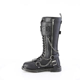 1 1/4" Heel 20 Eyelet Knee High Combat Boot, Side Zip Pleaser Demonia BOLT/415