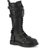 1 1/4" Heel 20 Eyelet Knee High Combat Boot, Side Zip Pleaser Demonia BOLT/415