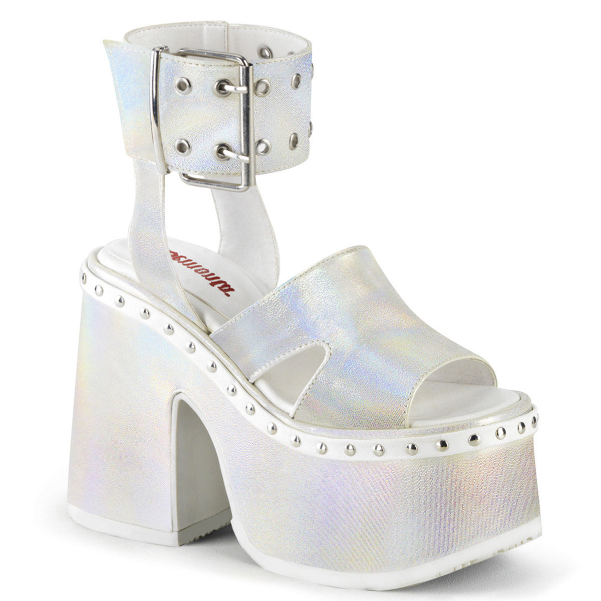 5" Chunky Heel, 3" Platform Eyelet Ankle Strap Sandal Pleaser Demonia CAMEL/102
