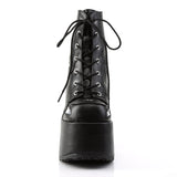 5" Chunky Heel, 3" P/F Lace-Up Ankle Boot, Metal Back Zip Blk-Slv Hologram Vegan Leather Pleaser Demonia CAMEL/201