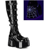 5" Chunky Heel, 3" P/F Open Front Knee High Bt, Inside Zip Pleaser Demonia CAMEL/223