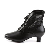 Sexy Lace Victorian Ankle Booties Pioneer No Zip Kitten Heels Shoes Pleaser Funtasma DAME/05
