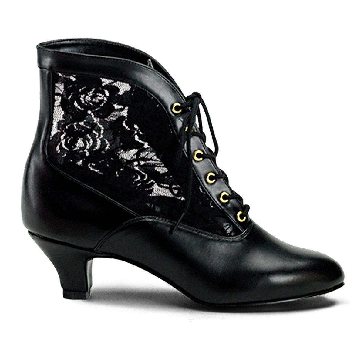 Sexy Lace Victorian Ankle Booties Pioneer No Zip Kitten Heels Shoes Pleaser Funtasma DAME/05