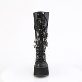 3 1/2" Pf Lace-Up Knee High Boot, Outside Zip Pleaser Demonia DAMNED/220