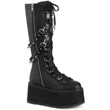 3 1/2" Pf Lace-Up Knee High Boot, Outside Zip Pleaser Demonia DAMNED/220