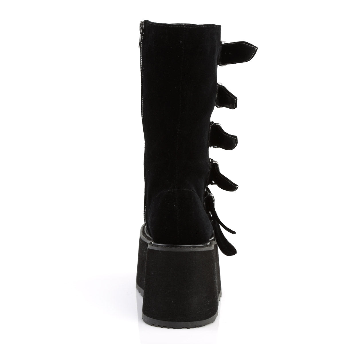 3 1/2" PF Mid-Calf Boot w/ 6 Buckle Straps, Metal Side Zip Pleaser Demonia DAMNED/225