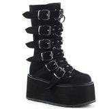 3 1/2" PF Mid-Calf Boot w/ 6 Buckle Straps, Metal Side Zip Pleaser Demonia DAMNED/225