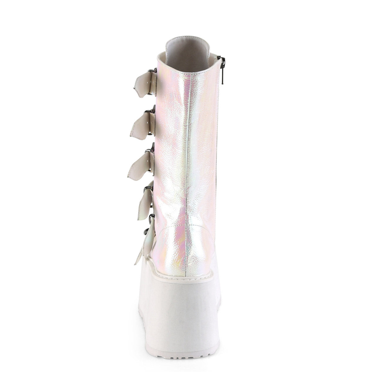 3 1/2" PF Mid-Calf Boot w/ 6 Buckle Straps, Metal Side Zip Pleaser Demonia DAMNED/225