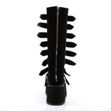 3 1/2" PF Knee High Boot w/ 8 Buckle Straps, Back Metal Zip Pleaser Demonia DAMNED/318
