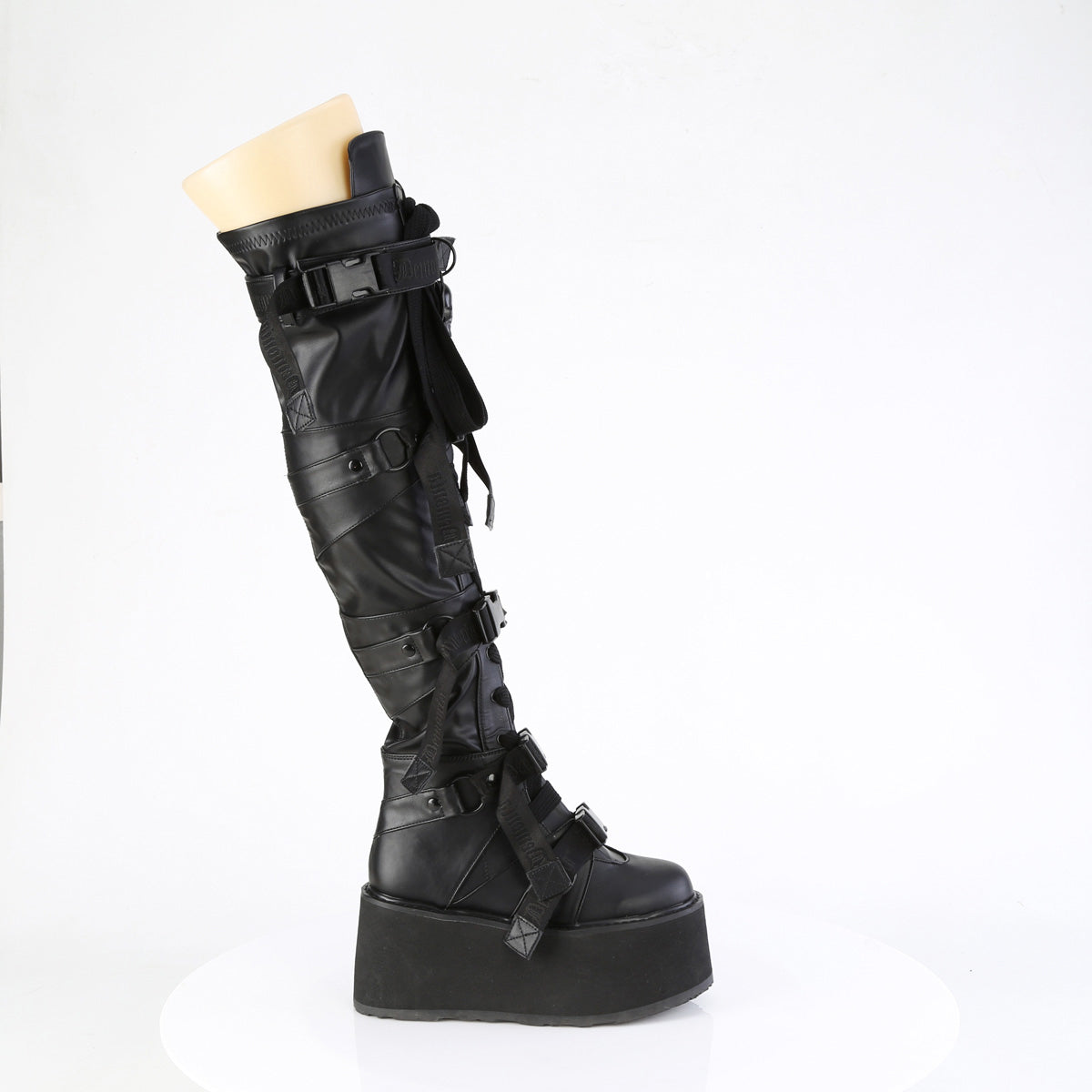 3 1/2" Pf Lace-Up Over-The-Knee Boot, Inside Zip Pleaser Demonia DAMNED/325