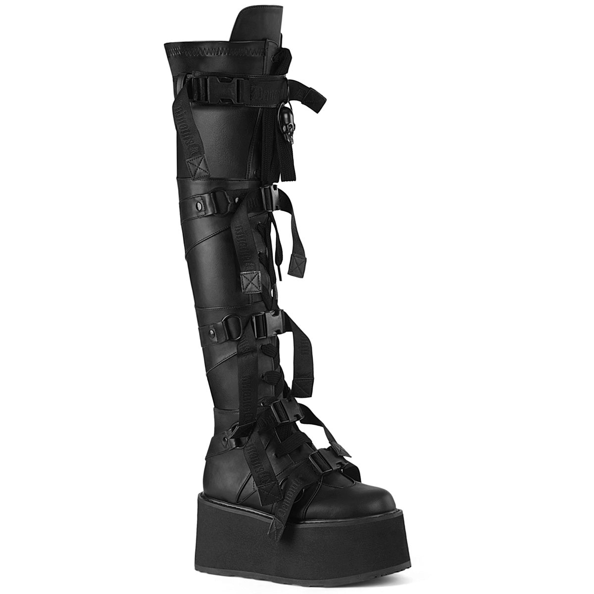 3 1/2" Pf Lace-Up Over-The-Knee Boot, Inside Zip Pleaser Demonia DAMNED/325