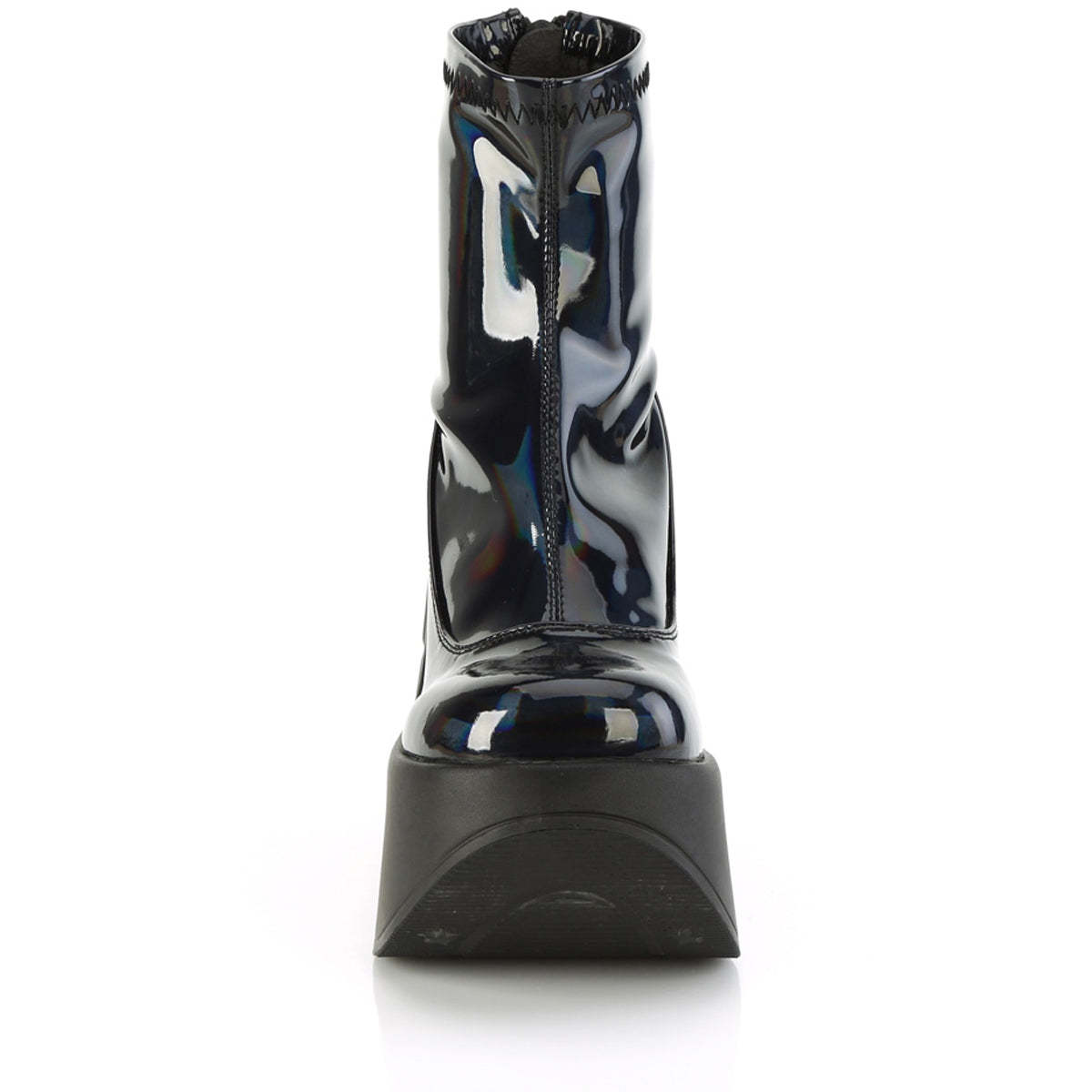 5" Star Cutout Platform Wedge Ankle Boot, Back Zip Pleaser Demonia DYNAMITE/100