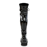 2" PF STR Thigh-High Lace-Up Boot W/ Outer Metal Zipper Pleaser Demonia EMILY/375