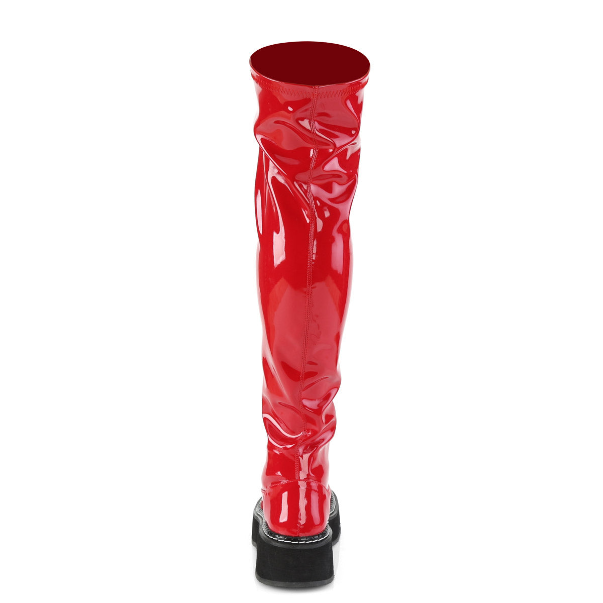 2" PF STR Thigh-High Lace-Up Boot W/ Outer Metal Zipper Pleaser Demonia EMILY/375