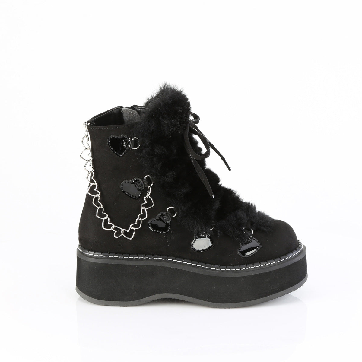 2" Platform Lace-Up Ankle Boot, Inside Zip Pleaser Demonia EMILY/55
