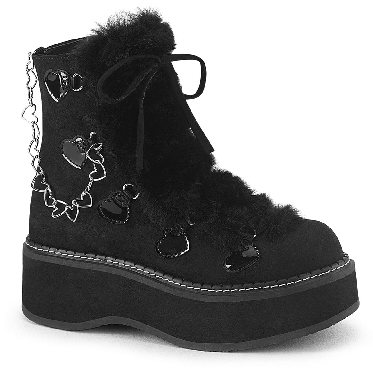 2" Platform Lace-Up Ankle Boot, Inside Zip Pleaser Demonia EMILY/55