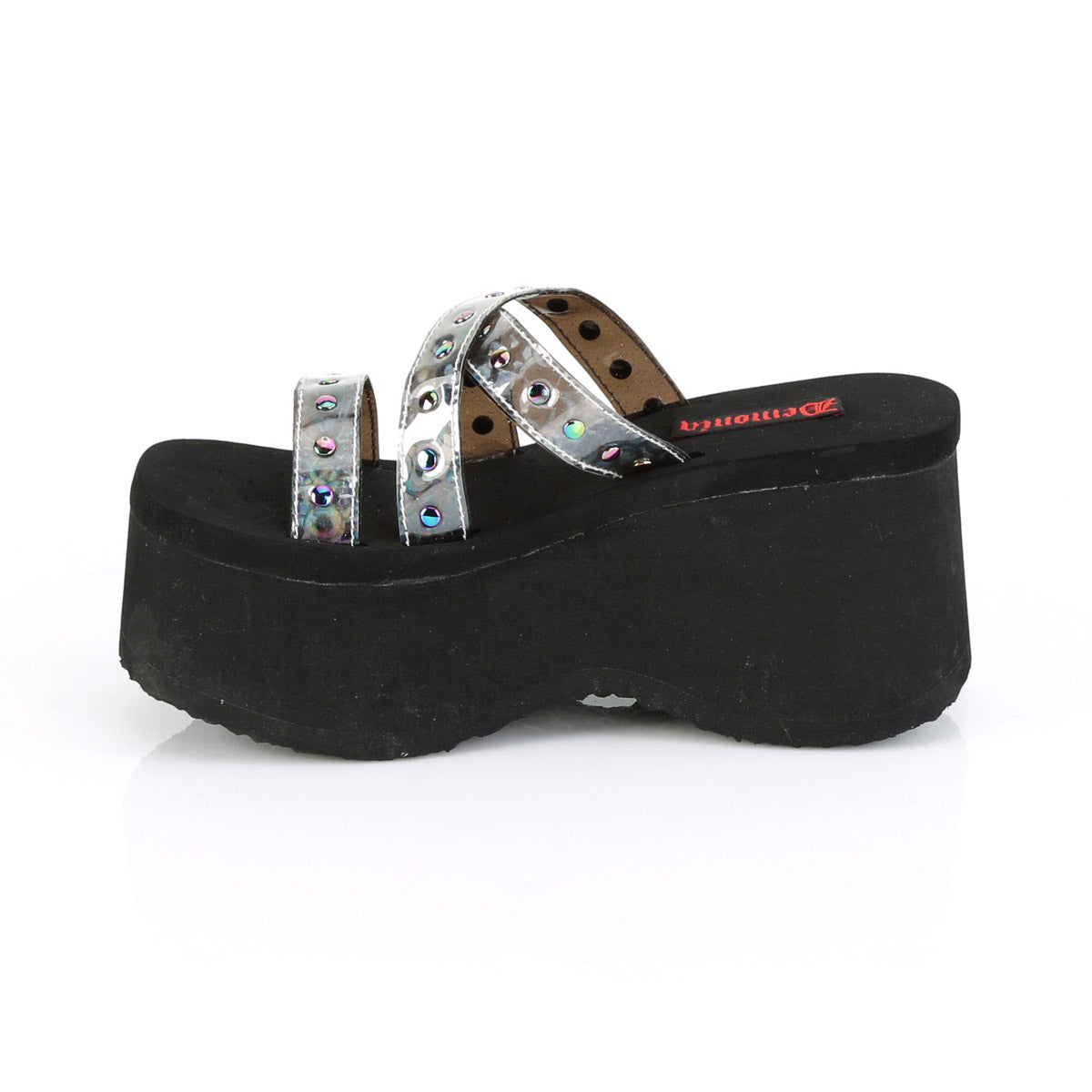 3 1/2" Studded Straps Black Sandal Pleaser Demonia FUNN/19