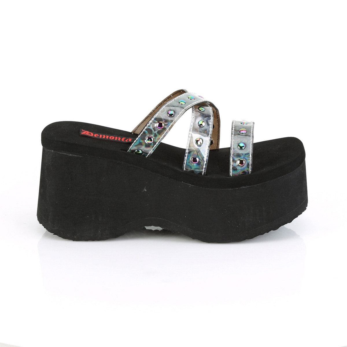3 1/2" Studded Straps Black Sandal Pleaser Demonia FUNN/19