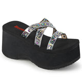 3 1/2" Studded Straps Black Sandal Pleaser Demonia FUNN/19