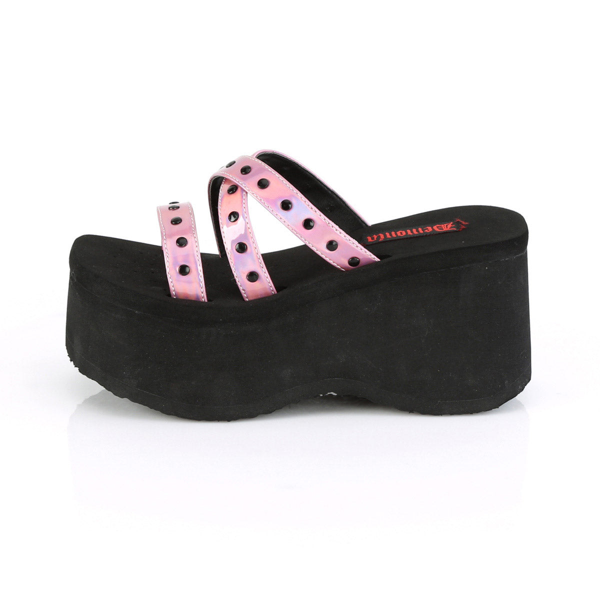 3 1/2" Studded Straps Black Sandal Pleaser Demonia FUNN/19