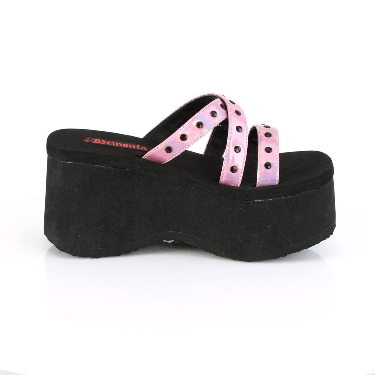 3 1/2" Studded Straps Black Sandal Pleaser Demonia FUNN/19