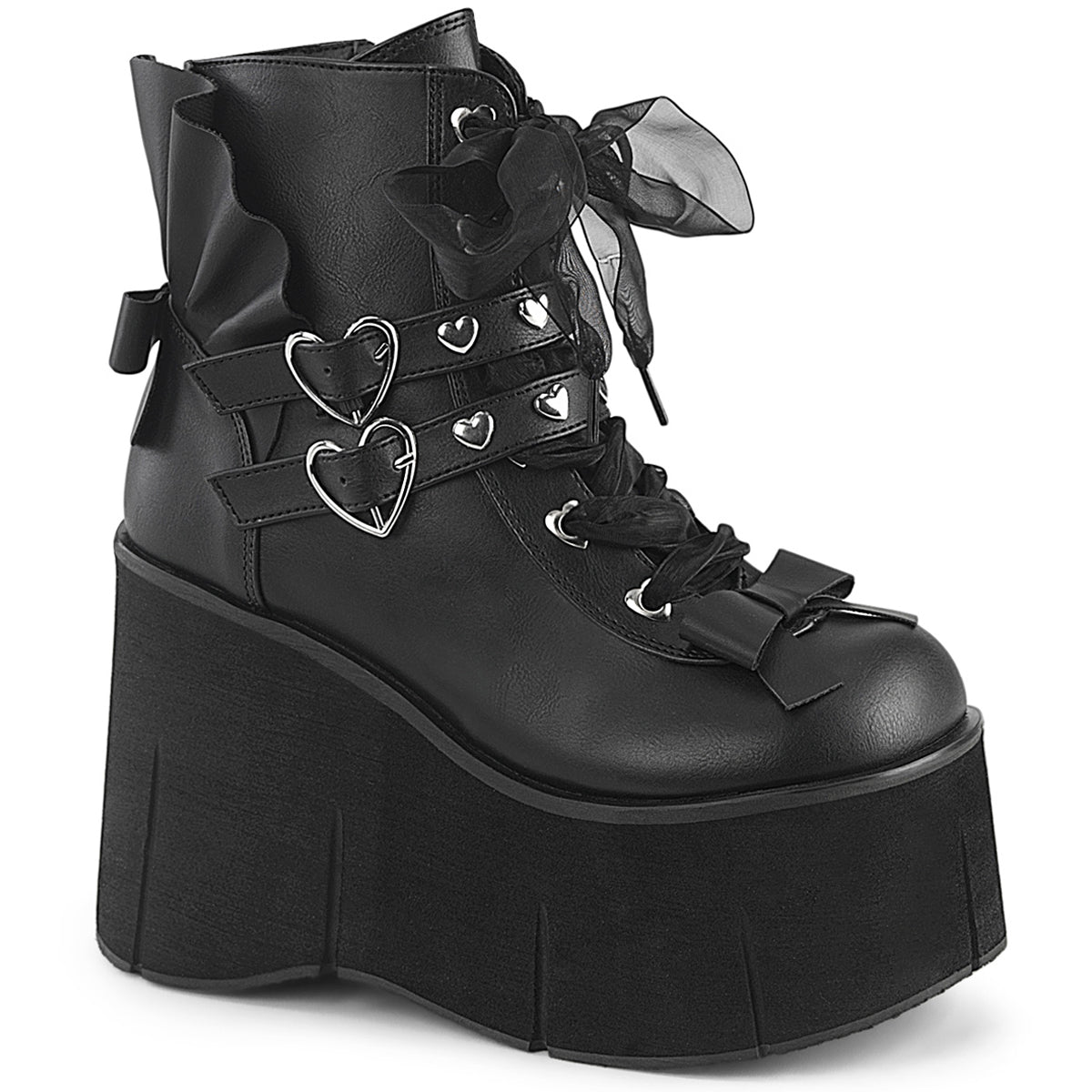 4 1/2" Platform Lace-Up Ankle Boot,Inside Metal Zip Pleaser Demonia KERA/55