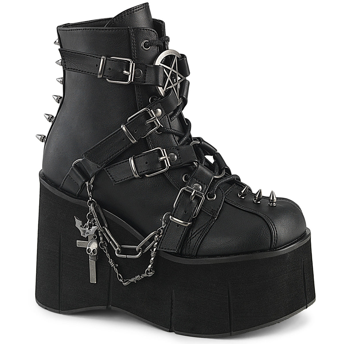 4 1/2" Platform Lace-Up Ankle Boot,Inside Metal Zip Pleaser Demonia KERA/68