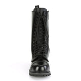 14 Eyelet Unisex Steel Toe Mid Calf Boot, Rubber Sole Pleaser Demonia RIOT/14