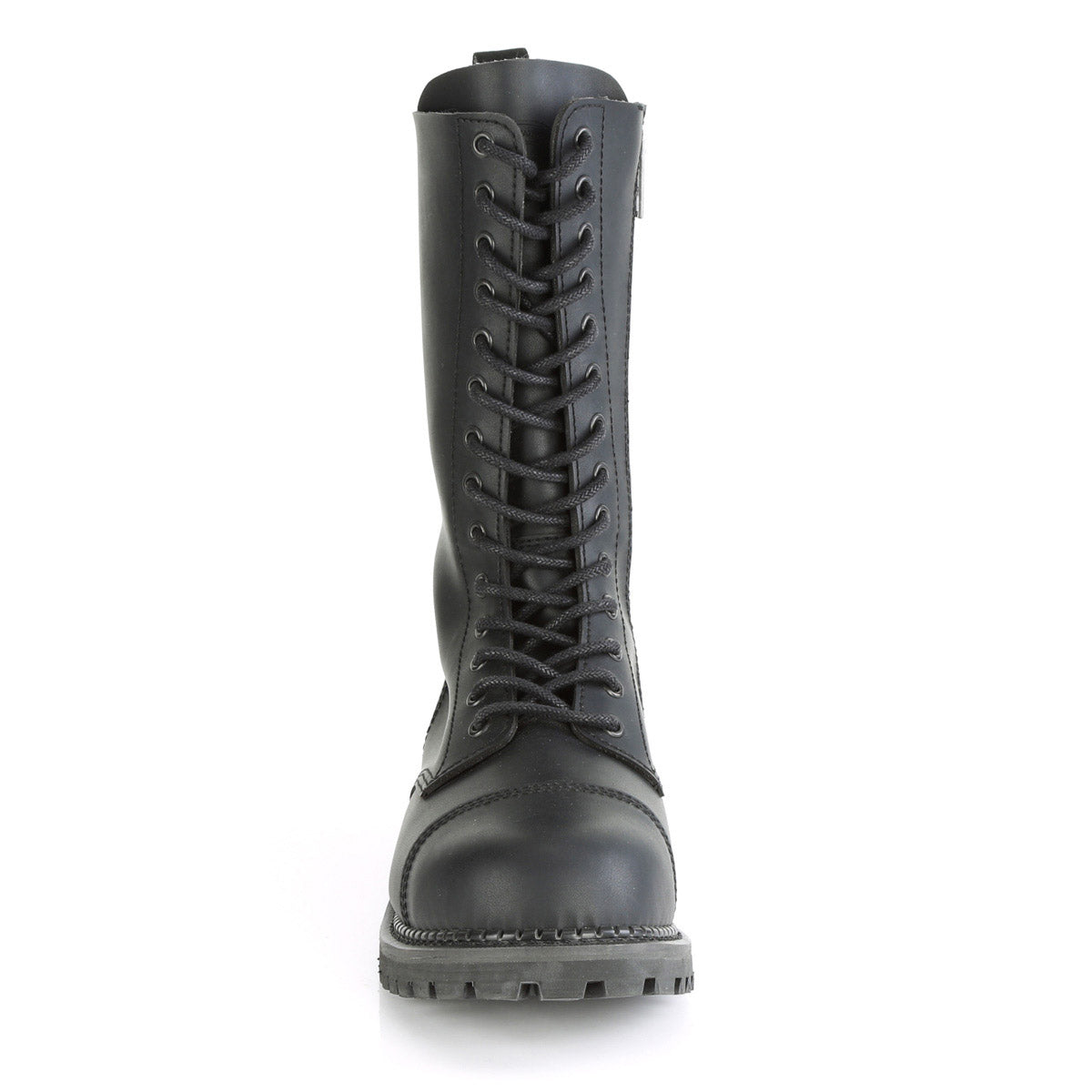14 Eyelet Unisex Steel Toe Mid Calf Boot, Rubber Sole Pleaser Demonia RIOT/14