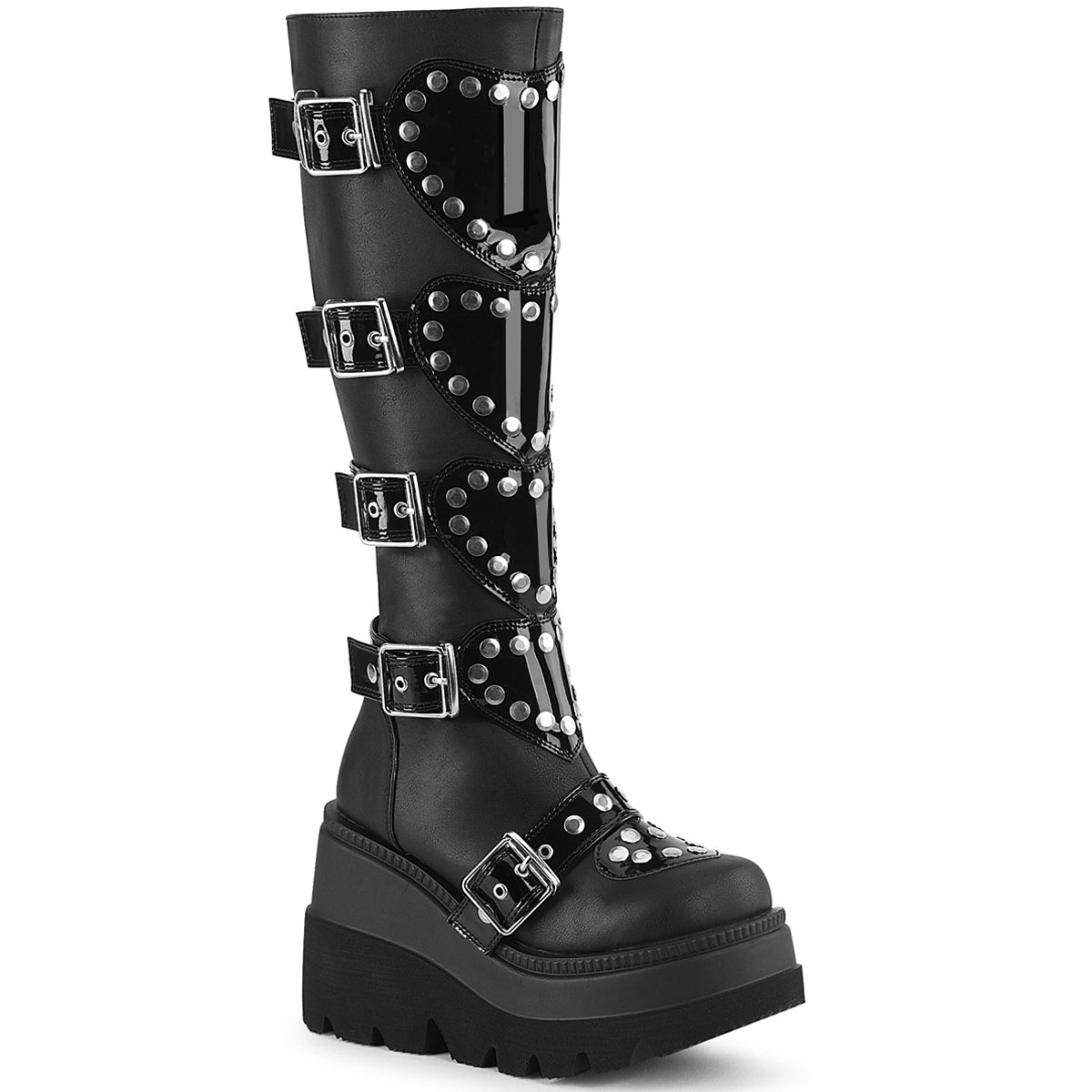 4 1/2" Wedge Pf Knee High Boot, Side Zip Pleaser Demonia SHAKER/210