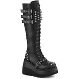 4 1/2" Wedge Pf Lace-Up Knee High Boot, Inside Zip Pleaser Demonia SHAKER/225
