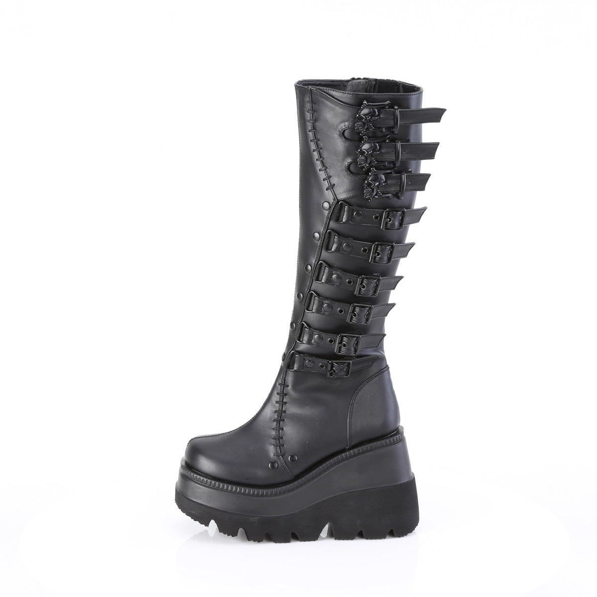 4 1/2" Wedge Pf Knee High Boot, Inside Zip Pleaser Demonia SHAKER/232