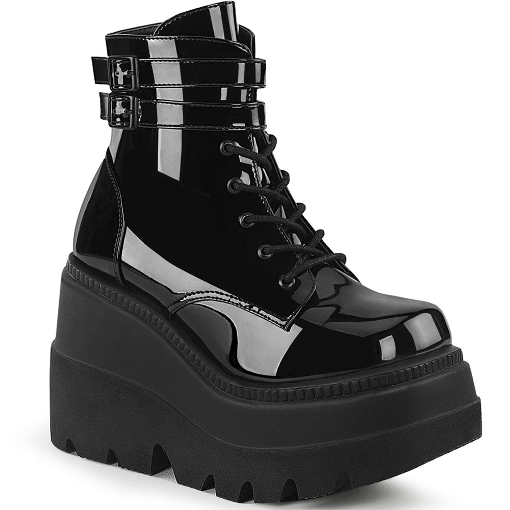 4" Wedge PF Ankle Boot, Side Zip Pleaser Demonia SHAKER/52