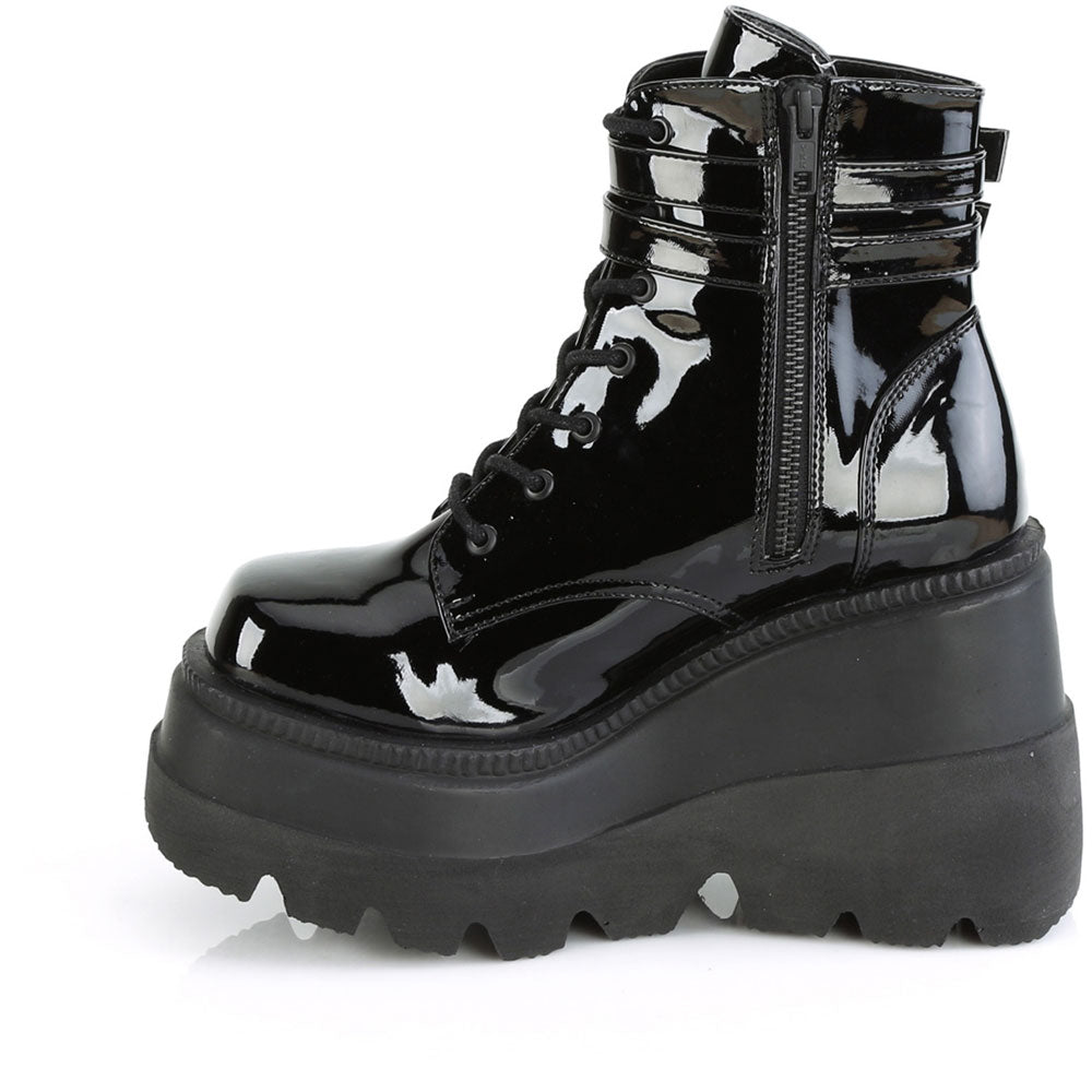 4" Wedge PF Ankle Boot, Side Zip Pleaser Demonia SHAKER/52