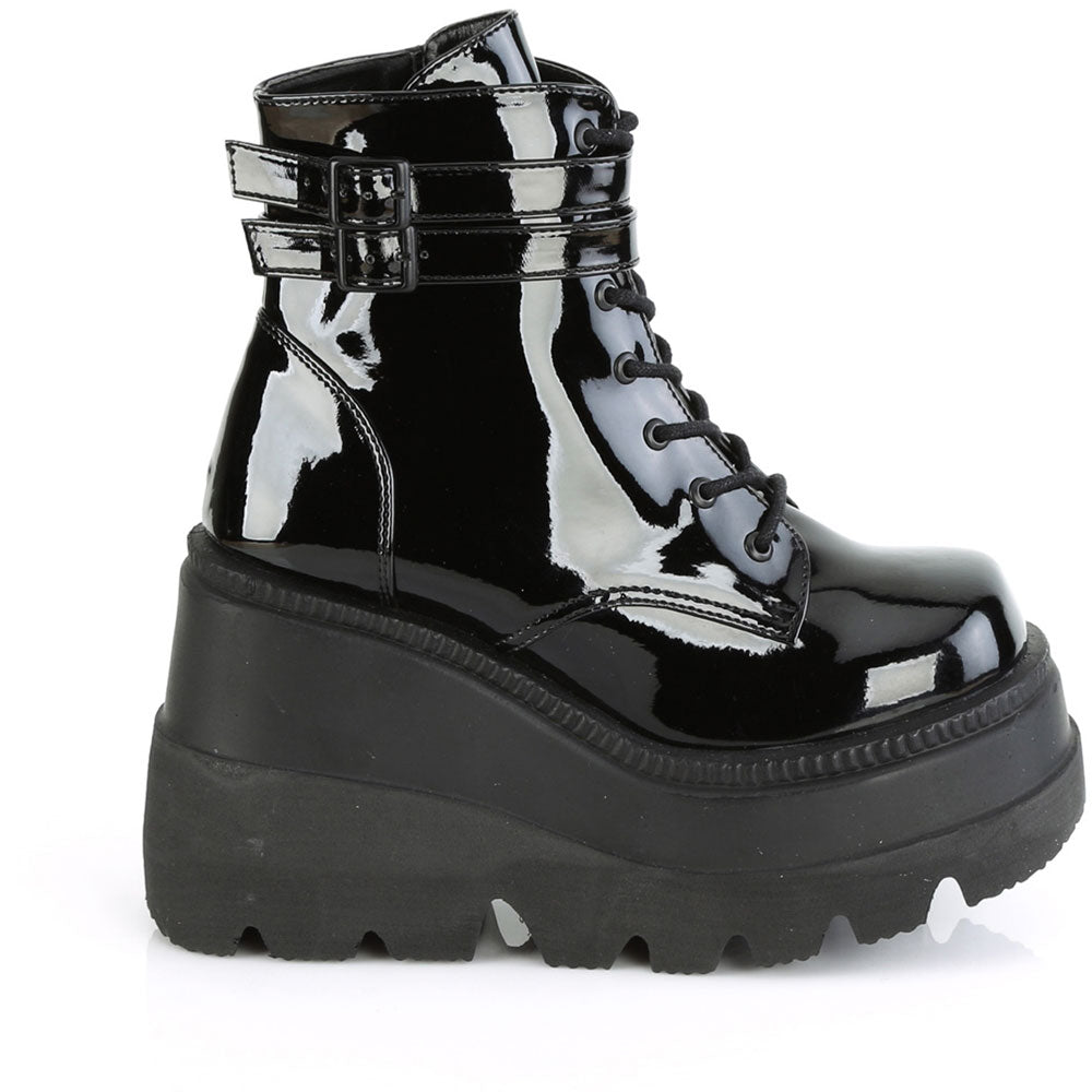 4" Wedge PF Ankle Boot, Side Zip Pleaser Demonia SHAKER/52