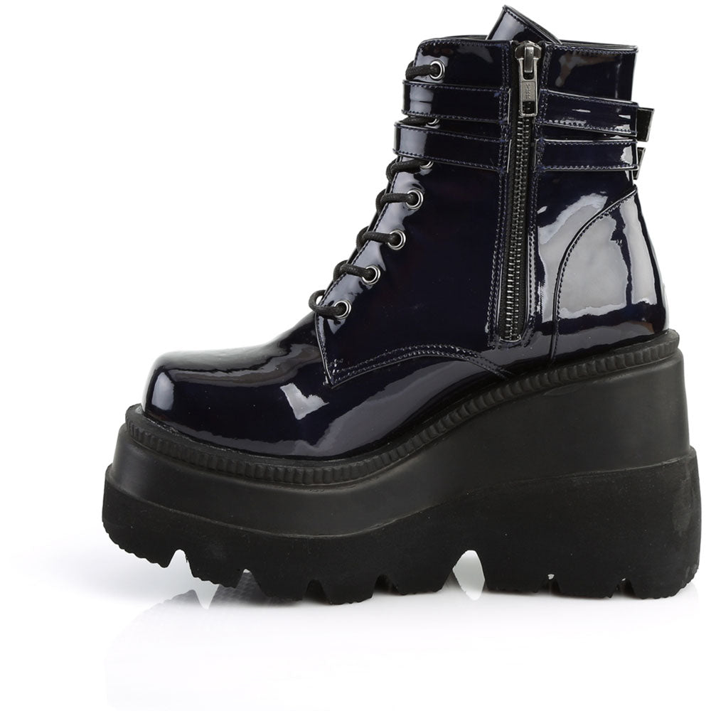 4" Wedge PF Ankle Boot, Side Zip Pleaser Demonia SHAKER/52