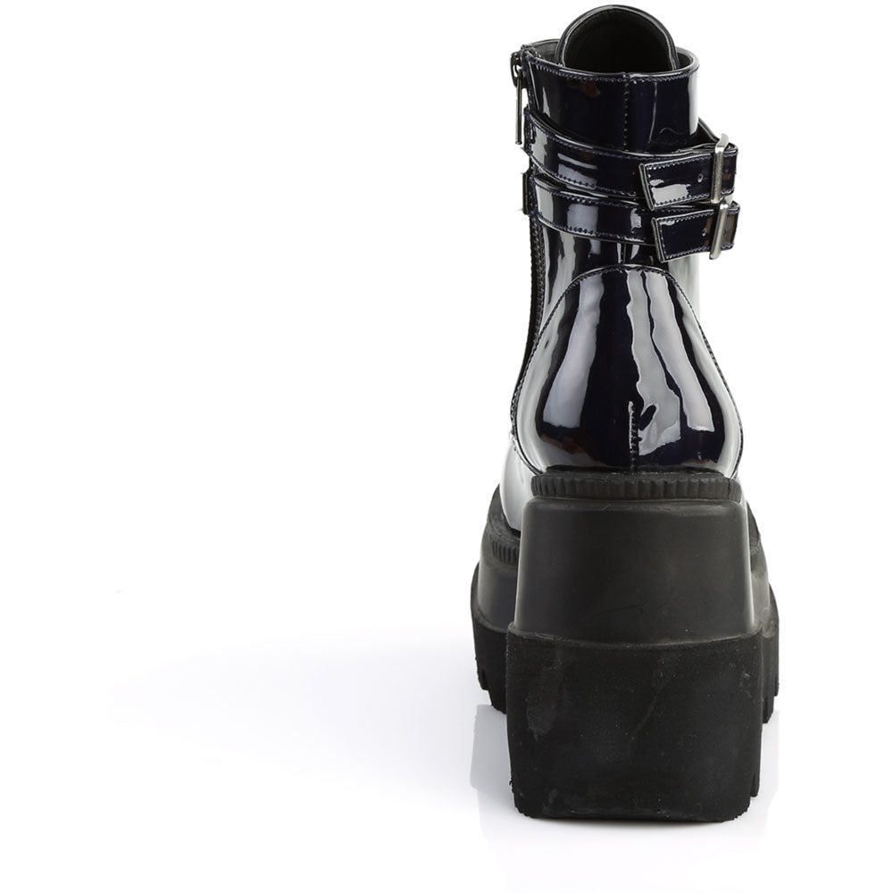 4" Wedge PF Ankle Boot, Side Zip Pleaser Demonia SHAKER/52
