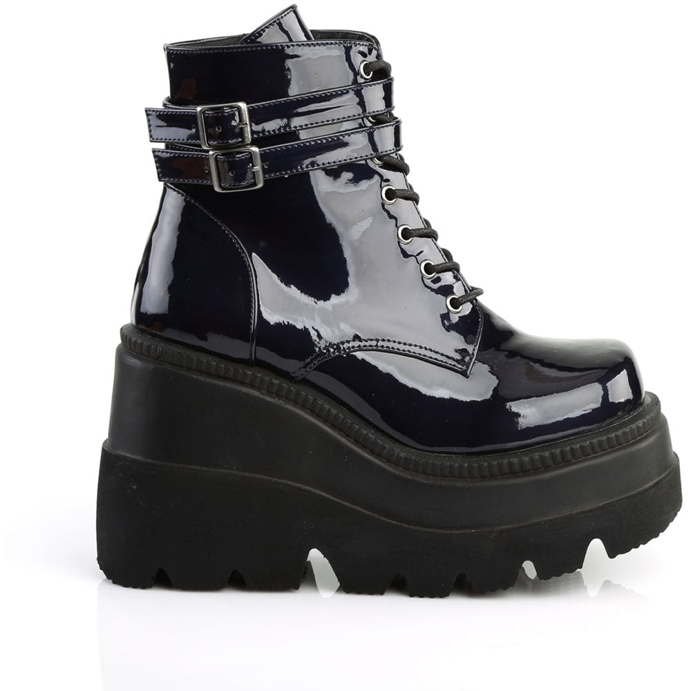 4" Wedge PF Ankle Boot, Side Zip Pleaser Demonia SHAKER/52