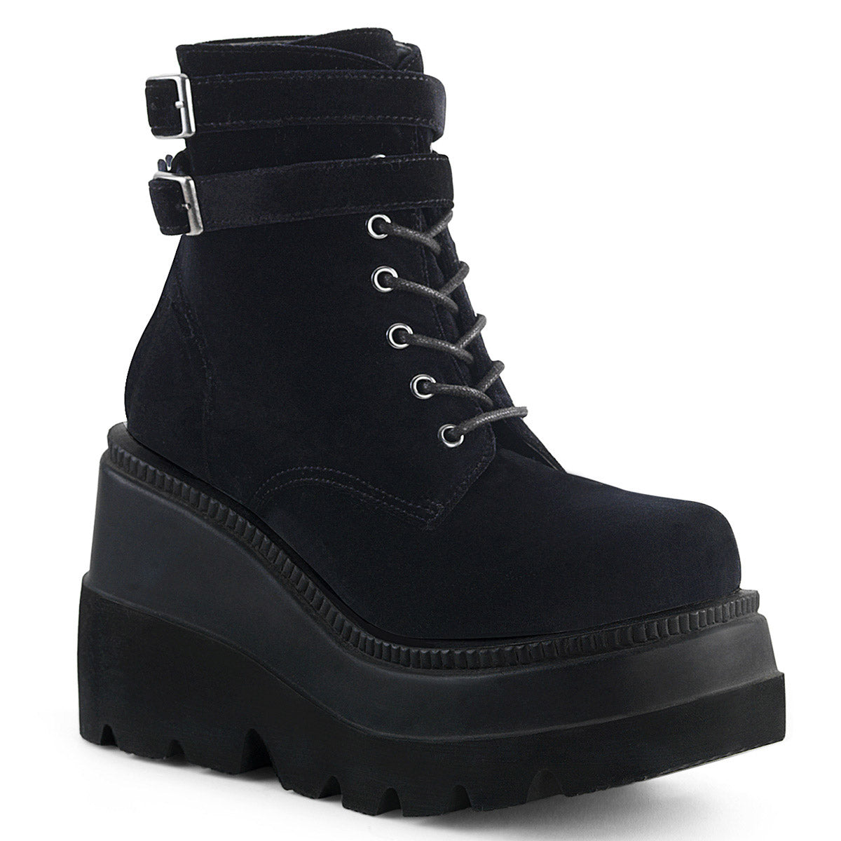 4 1/2" Wedge PF Ankle Boot, Side Zip Pleaser Demonia SHAKER/52