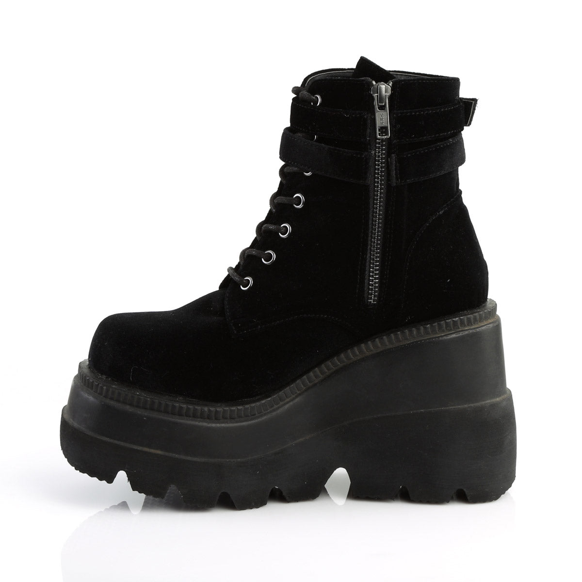 4 1/2" Wedge PF Ankle Boot, Side Zip Pleaser Demonia SHAKER/52