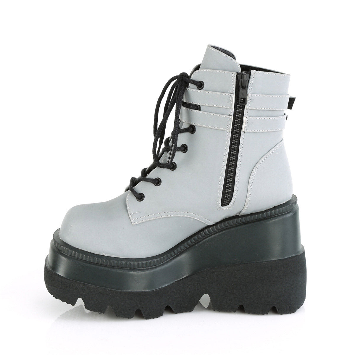 4 1/2" Wedge Pf Ankle Boot, Side Zip Pleaser Demonia SHAKER/52
