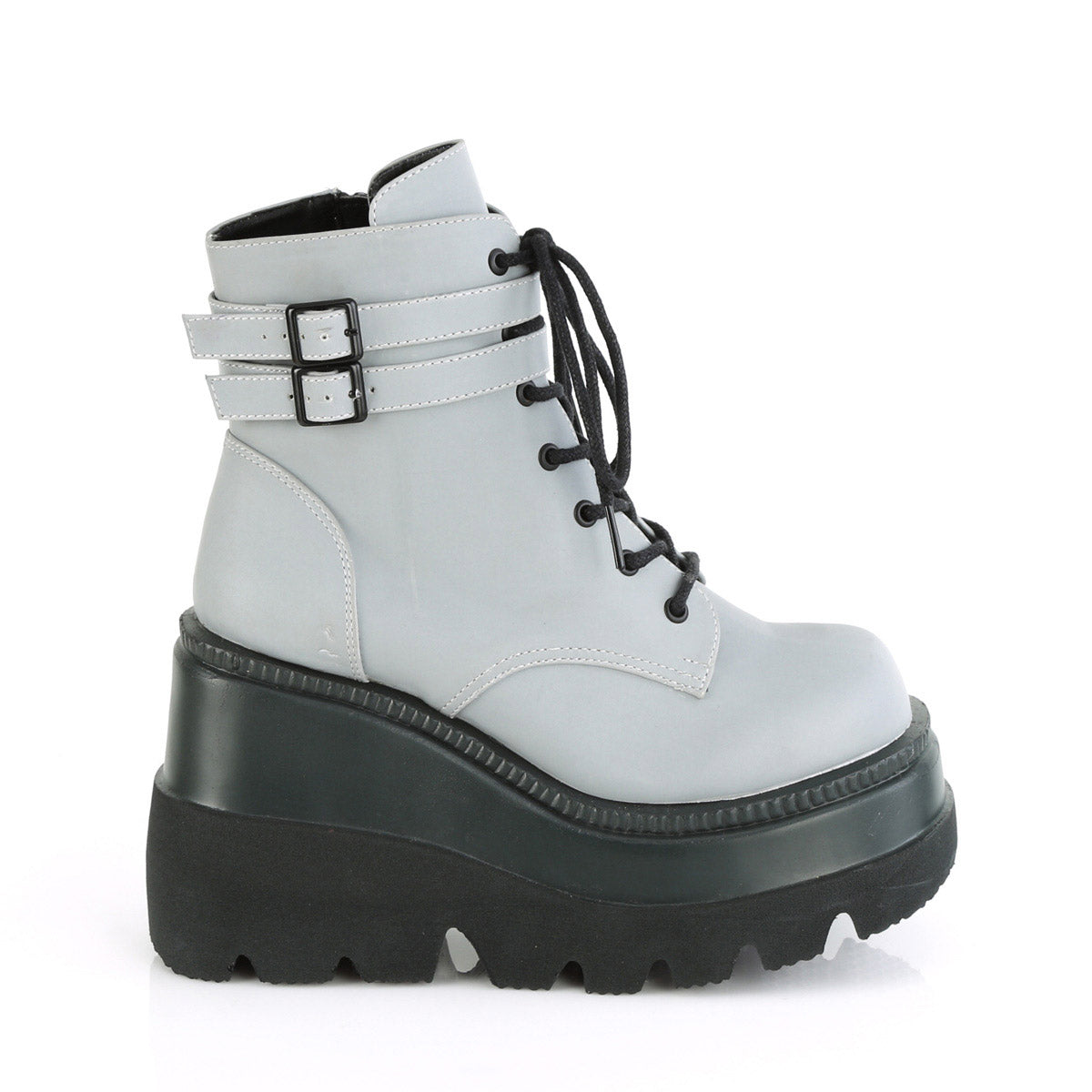 4 1/2" Wedge Pf Ankle Boot, Side Zip Pleaser Demonia SHAKER/52