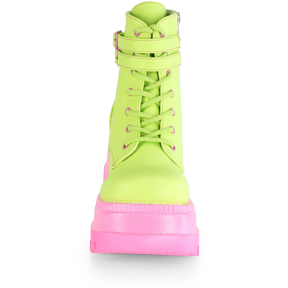 4" Wedge PF Ankle Boot, Side Zip Pleaser Demonia SHAKER/52