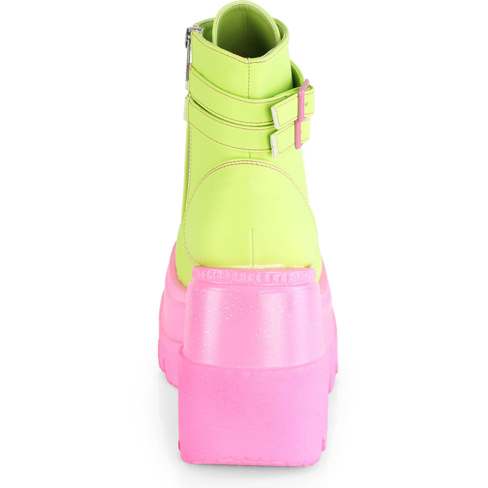 4" Wedge PF Ankle Boot, Side Zip Pleaser Demonia SHAKER/52